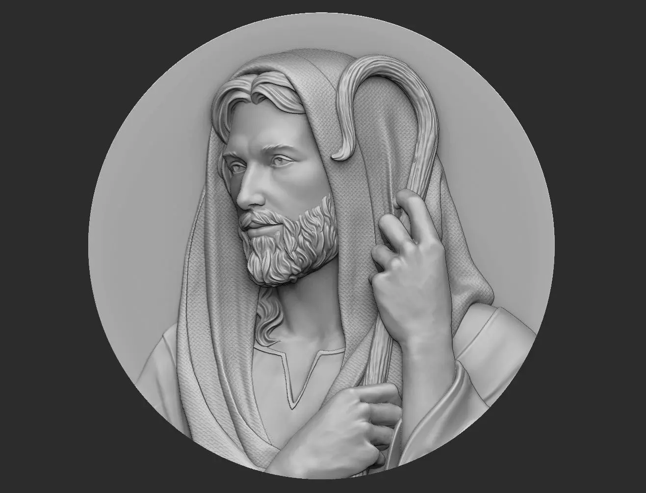 Jesus The Good Shepherd Medallion 3D print model_0