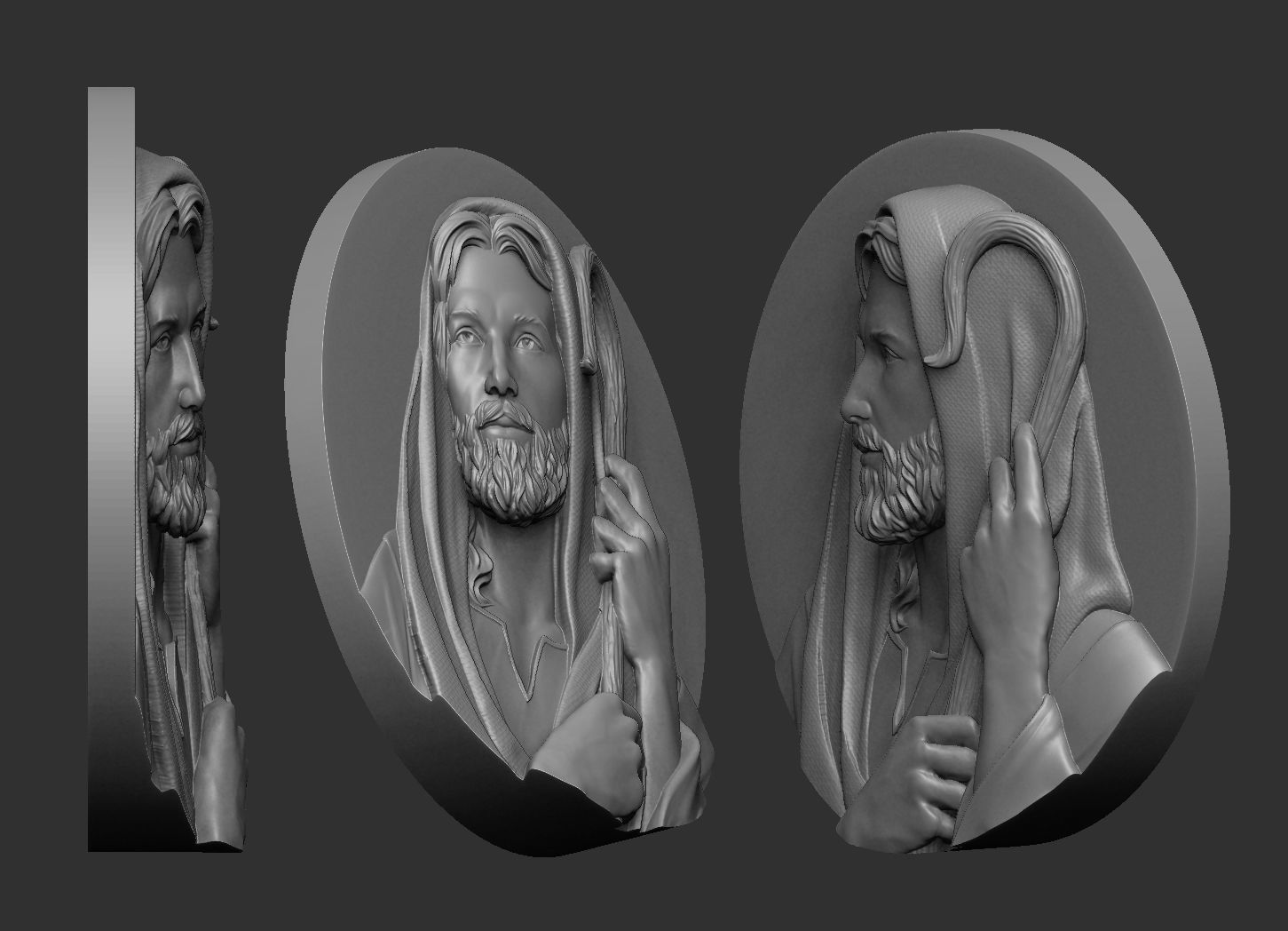 Jesus The Good Shepherd Medallion 3D print model_2