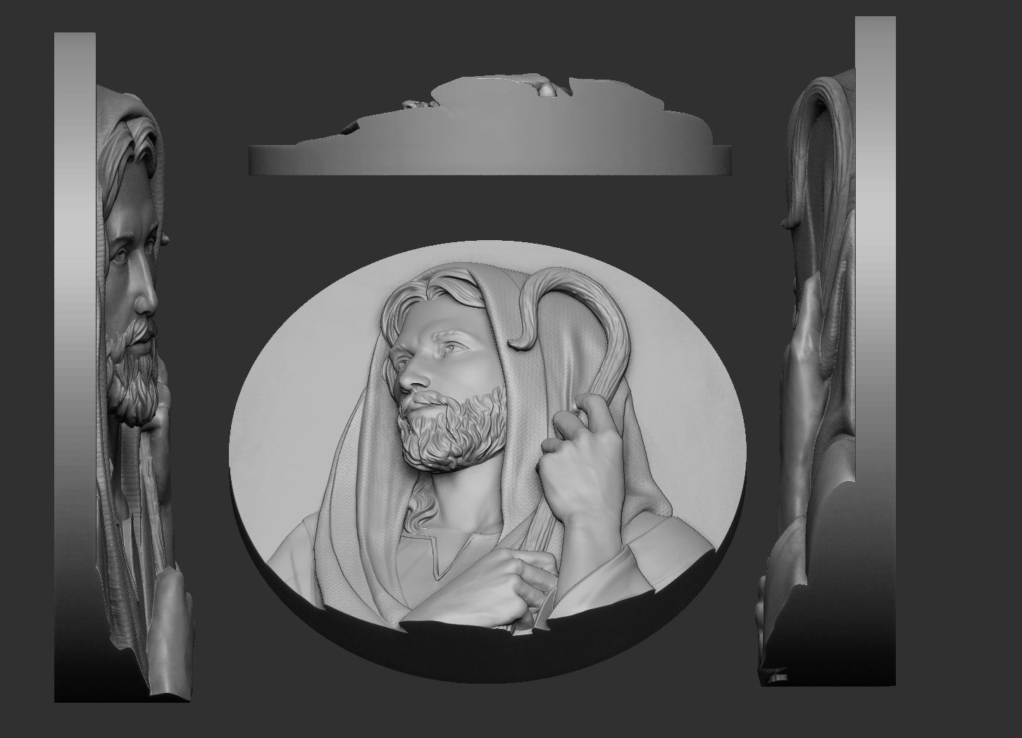 Jesus The Good Shepherd Medallion 3D print model_1