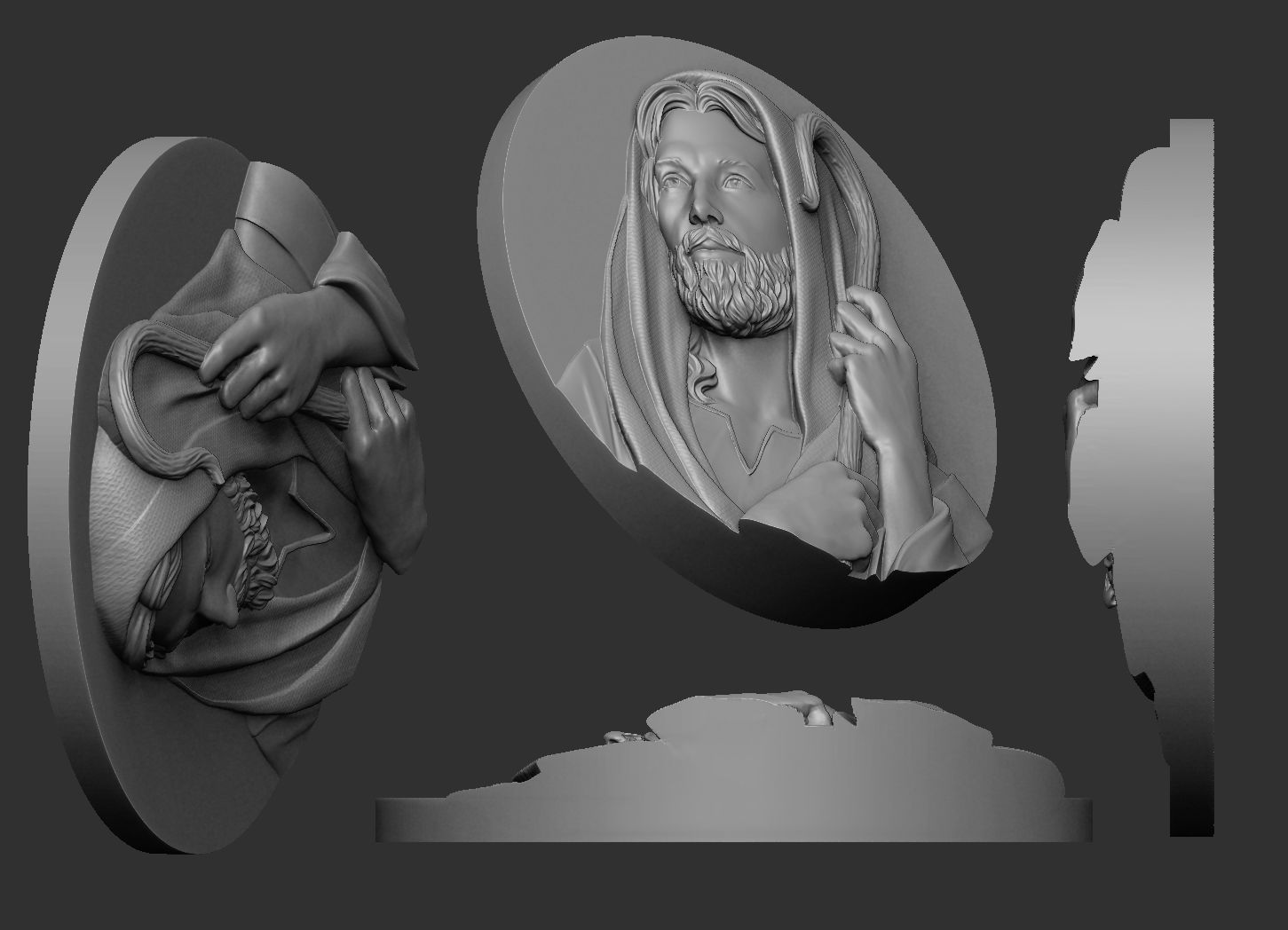 Jesus The Good Shepherd Medallion 3D print model_4