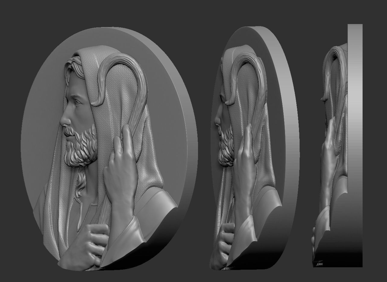 Jesus The Good Shepherd Medallion 3D print model_3