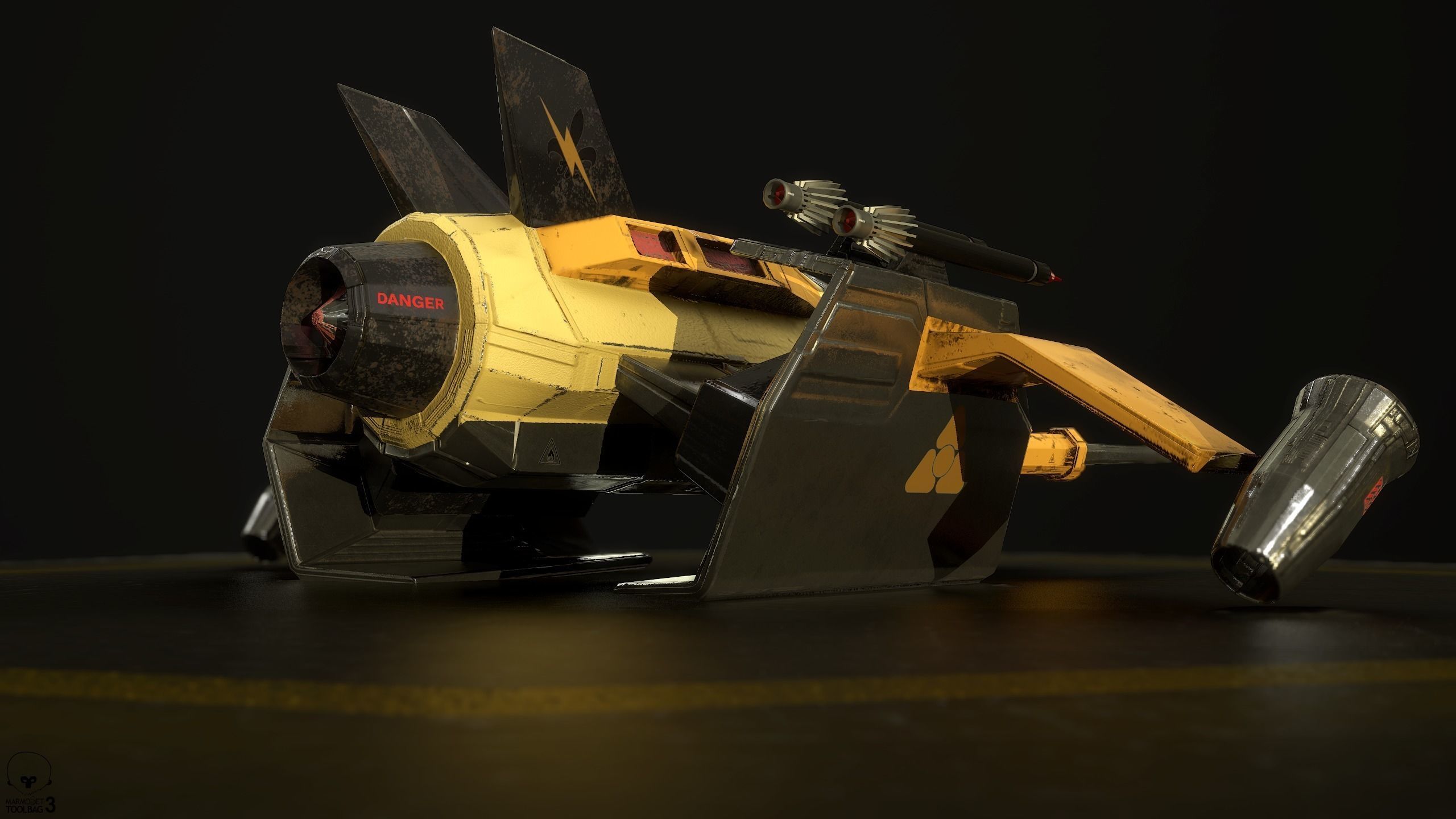 Rebelhunter star wars vehicle with two guns Low-poly 3D model_1