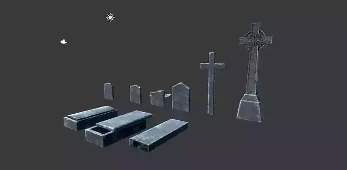 Graves set of gravestones and crosses