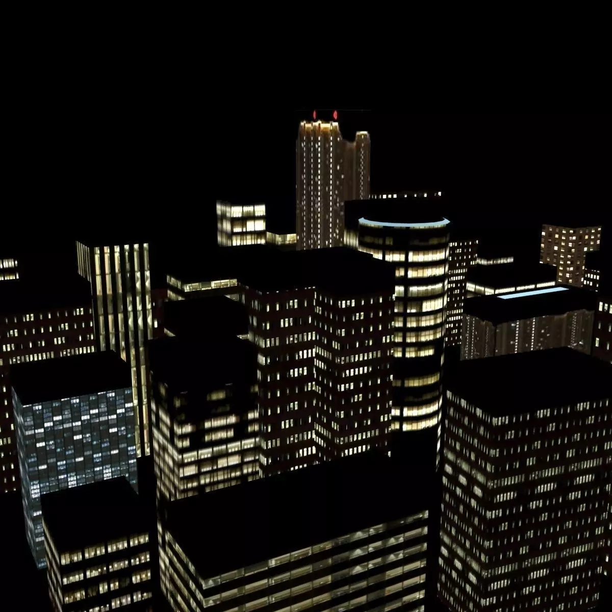 Night City Low-poly 3D model_0