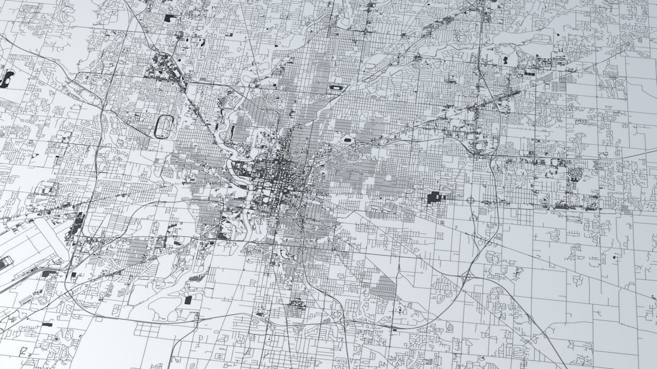 Indianapolis Road Network and Streets 3D model_1