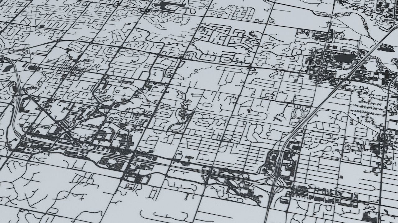 Indianapolis Road Network and Streets 3D model_8