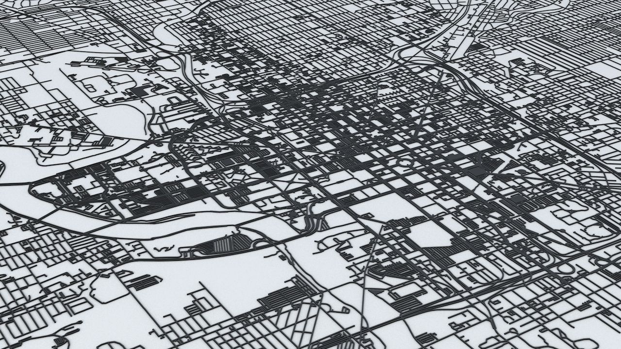 Indianapolis Road Network and Streets 3D model_7