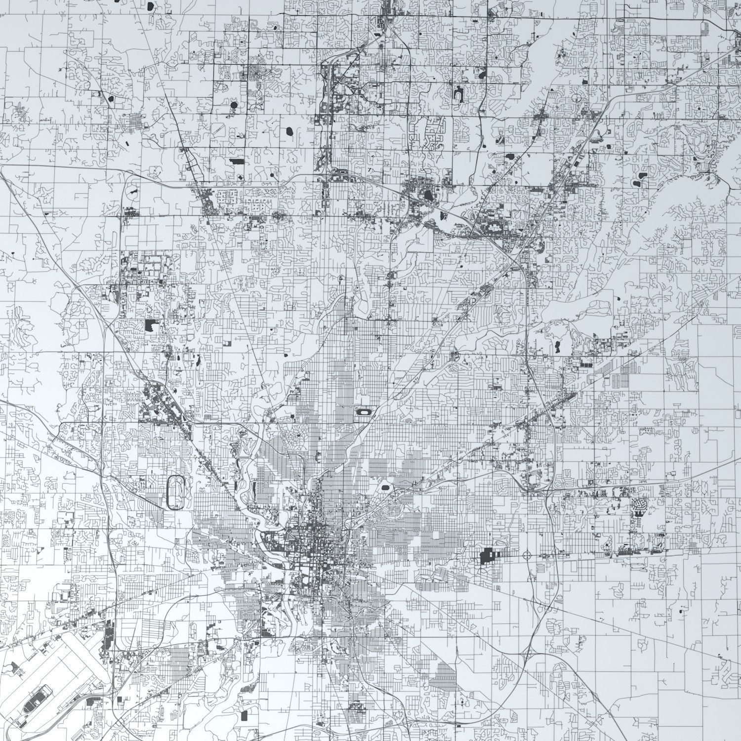 Indianapolis Road Network and Streets 3D model_4