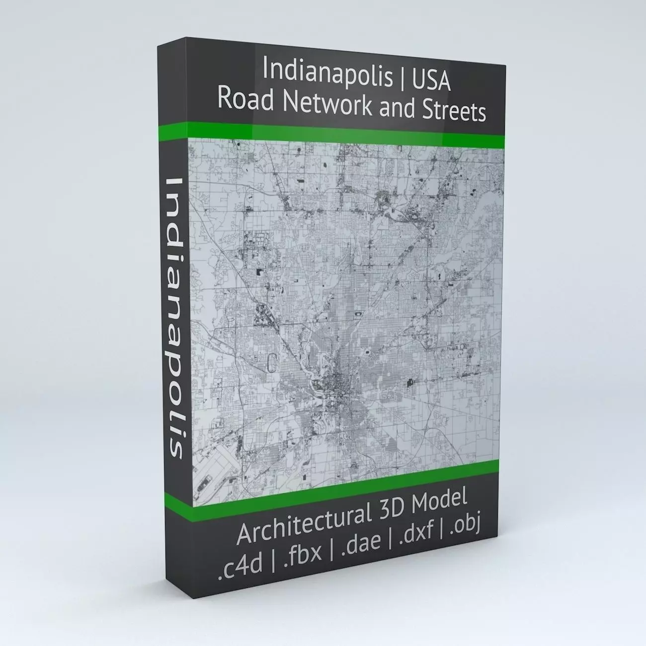 Indianapolis Road Network and Streets 3D model_0