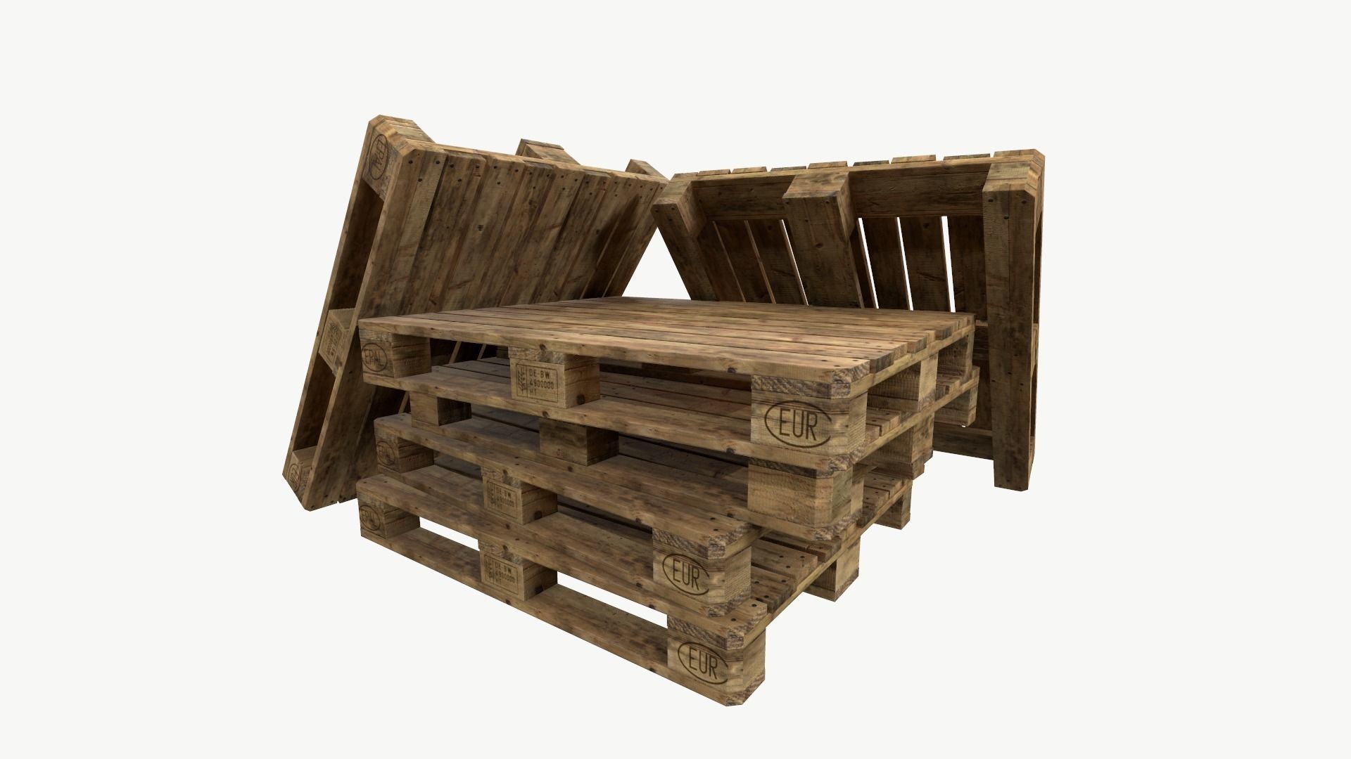 Pallet industrial type 3 sets of textures Low-poly 3D model_5
