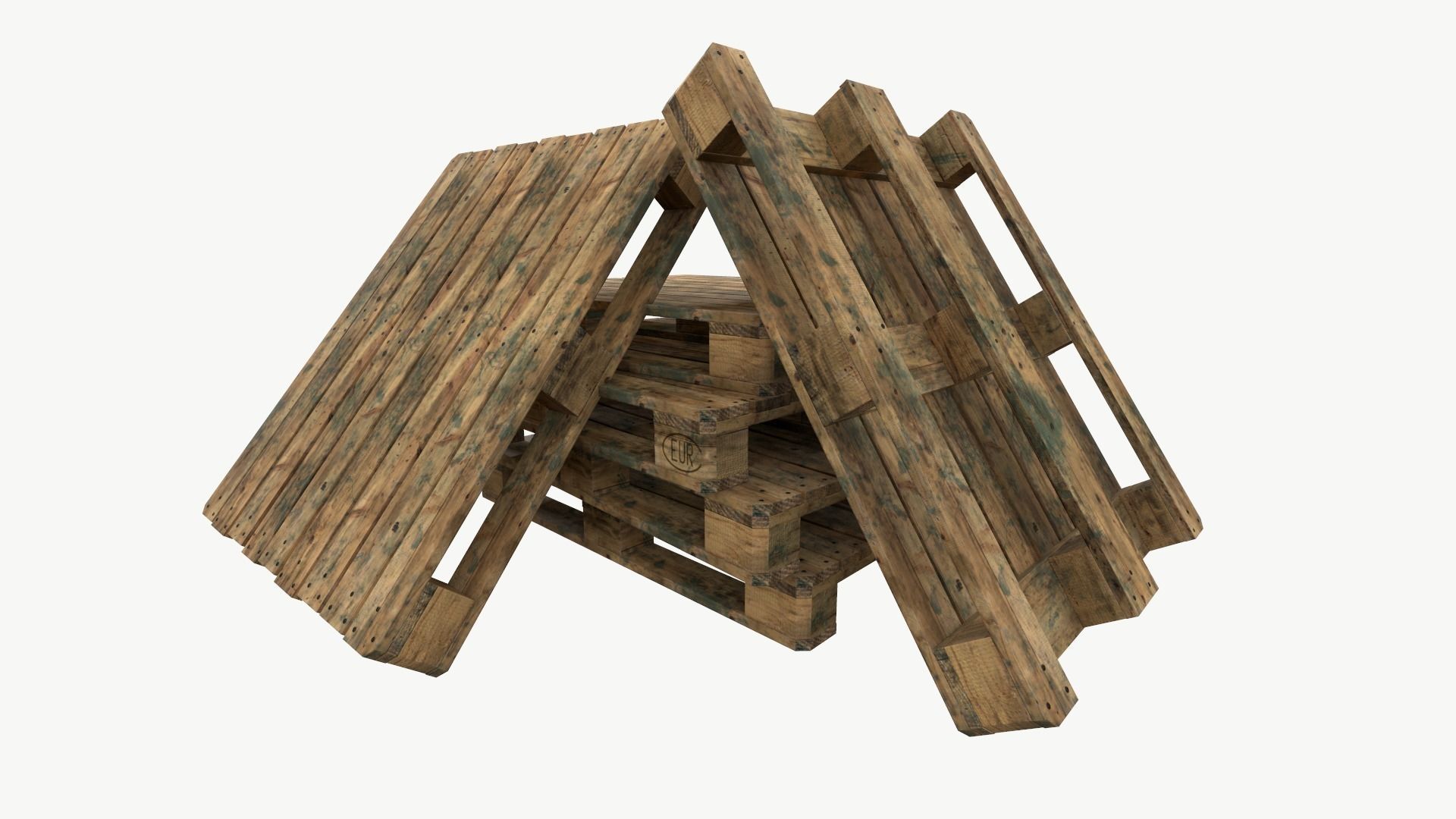 Pallet industrial type 3 sets of textures Low-poly 3D model_3