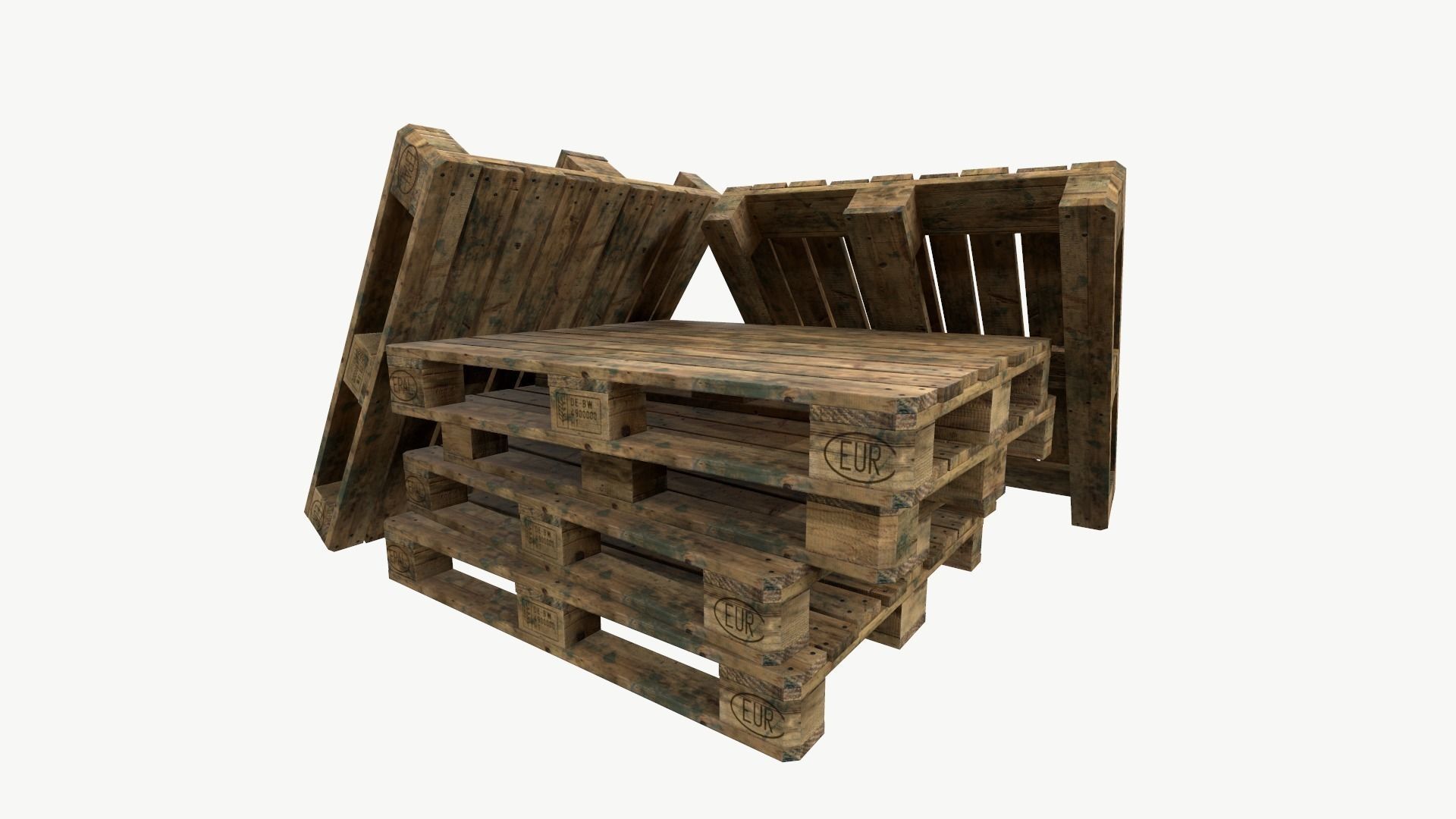 Pallet industrial type 3 sets of textures Low-poly 3D model_6