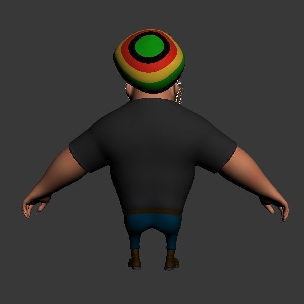 Rastafarian man cartoon rigged 3D model_5