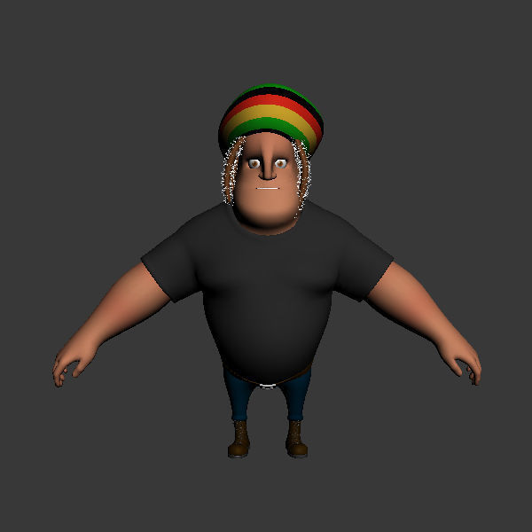 Rastafarian man cartoon rigged 3D model_7
