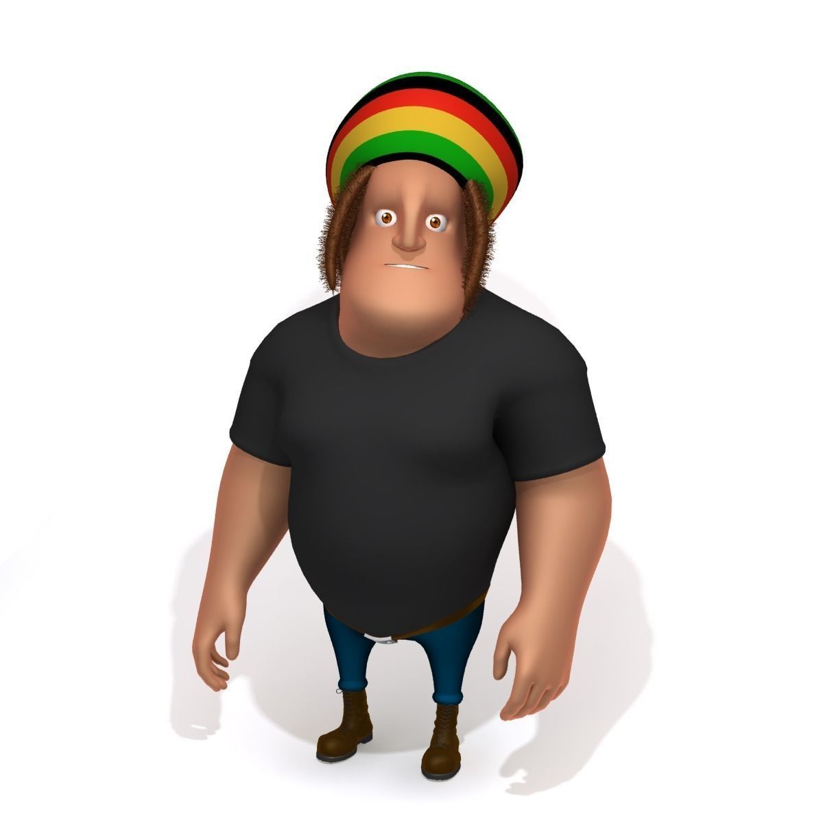 Rastafarian man cartoon rigged 3D model_1