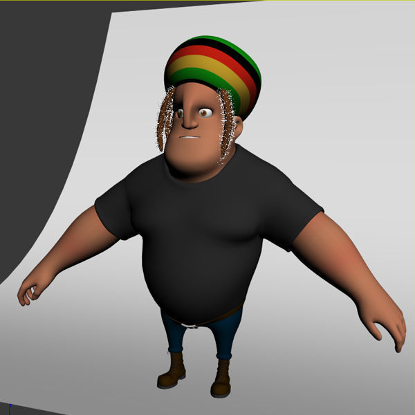 Rastafarian man cartoon rigged 3D model_4