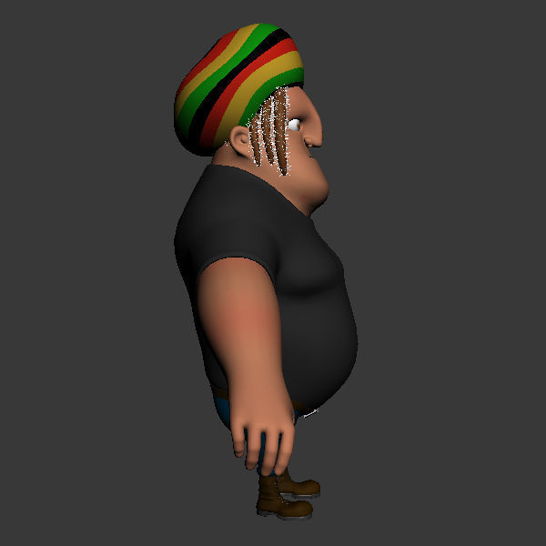 Rastafarian man cartoon rigged 3D model_3