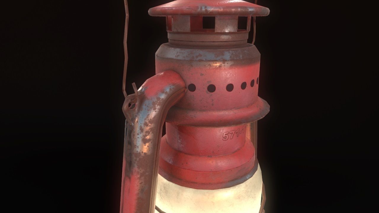 Low Poly Old Lantern Lamp PBR Low-poly 3D model_20