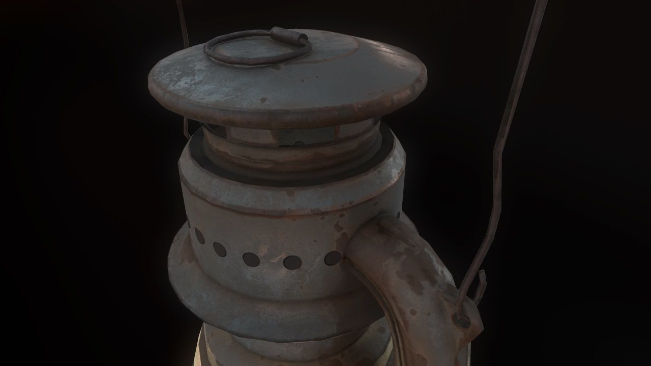 Low Poly Old Lantern Lamp PBR Low-poly 3D model_5