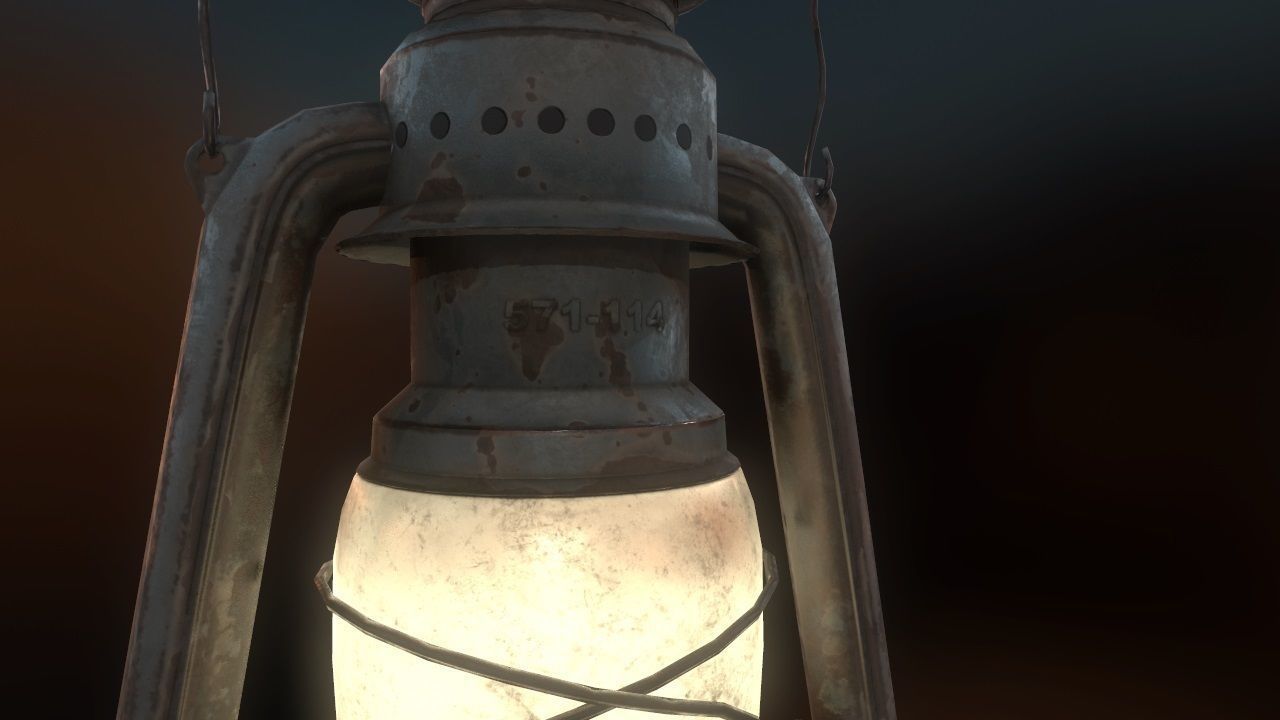 Low Poly Old Lantern Lamp PBR Low-poly 3D model_10