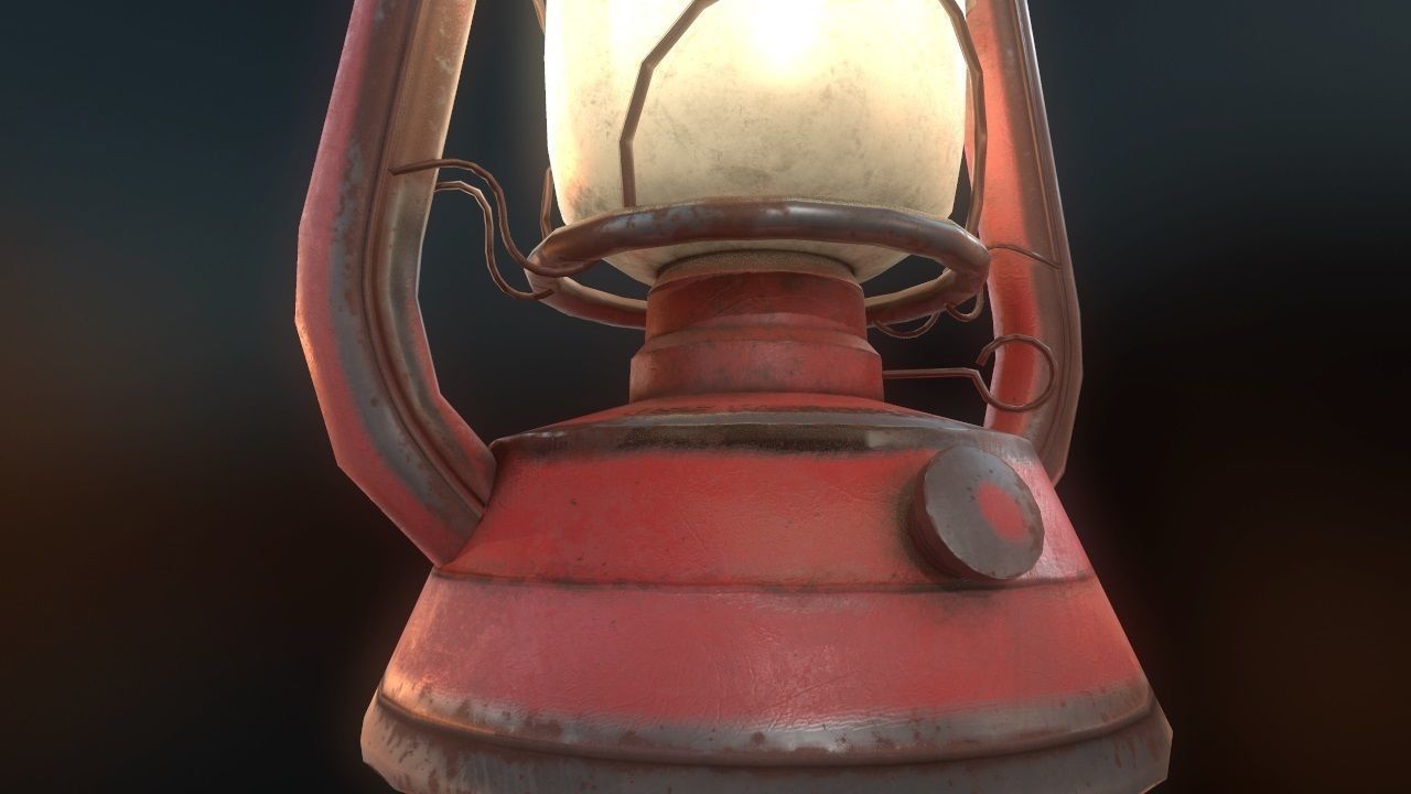 Low Poly Old Lantern Lamp PBR Low-poly 3D model_26