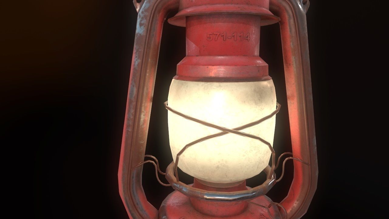 Low Poly Old Lantern Lamp PBR Low-poly 3D model_22
