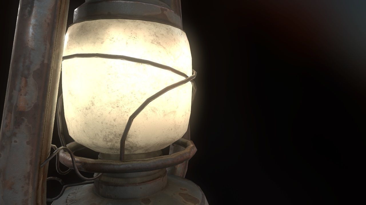 Low Poly Old Lantern Lamp PBR Low-poly 3D model_7