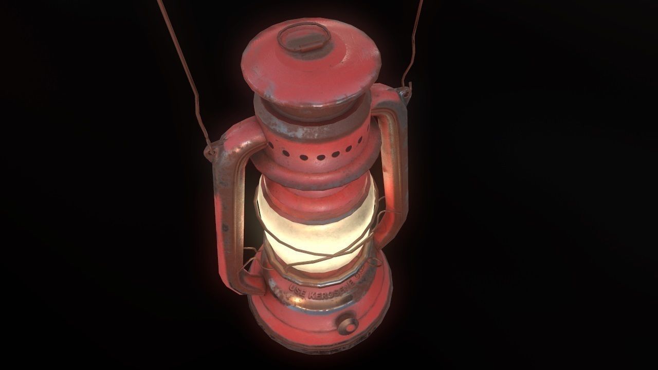 Low Poly Old Lantern Lamp PBR Low-poly 3D model_18