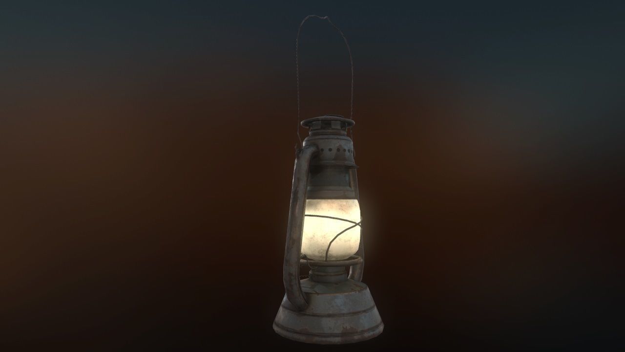 Low Poly Old Lantern Lamp PBR Low-poly 3D model_4
