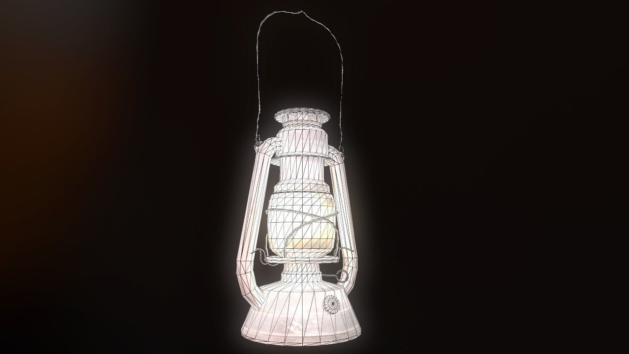 Low Poly Old Lantern Lamp PBR Low-poly 3D model_1
