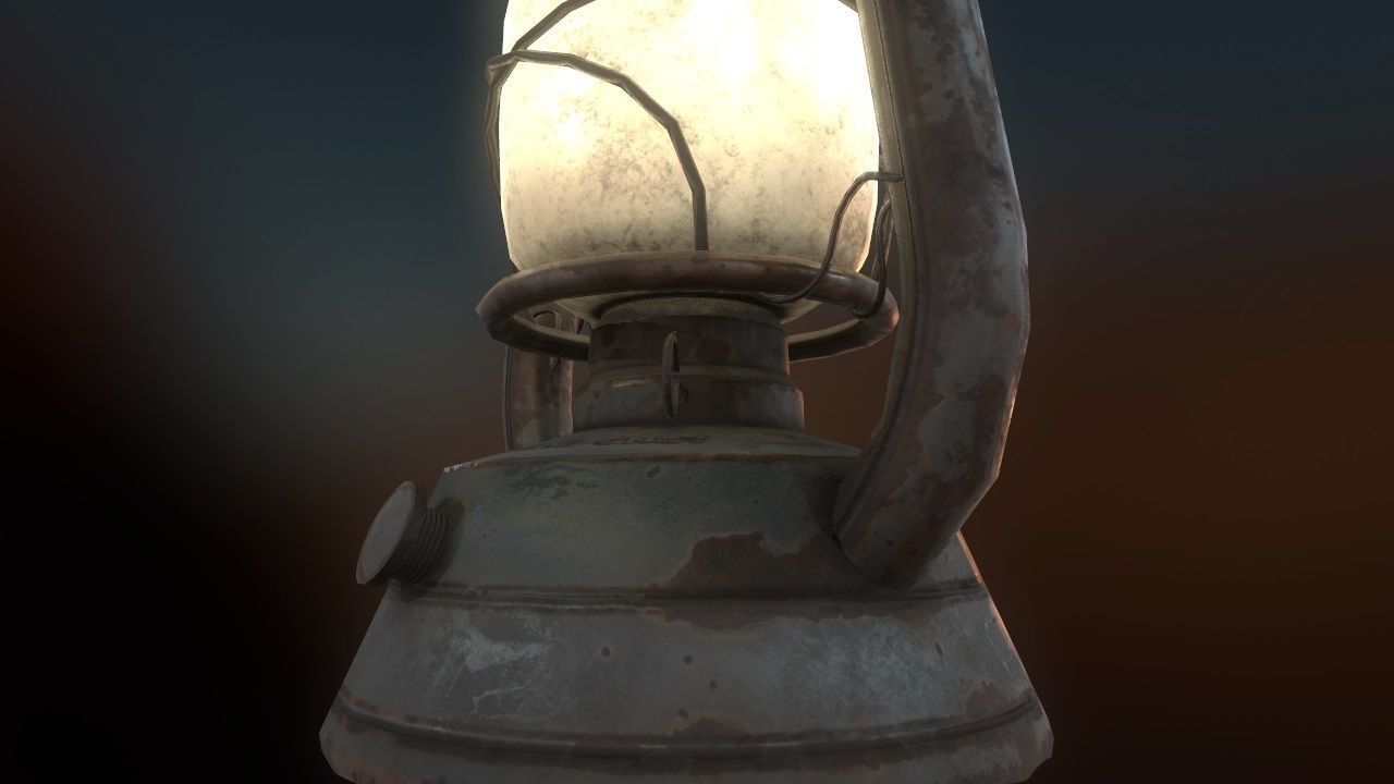 Low Poly Old Lantern Lamp PBR Low-poly 3D model_13
