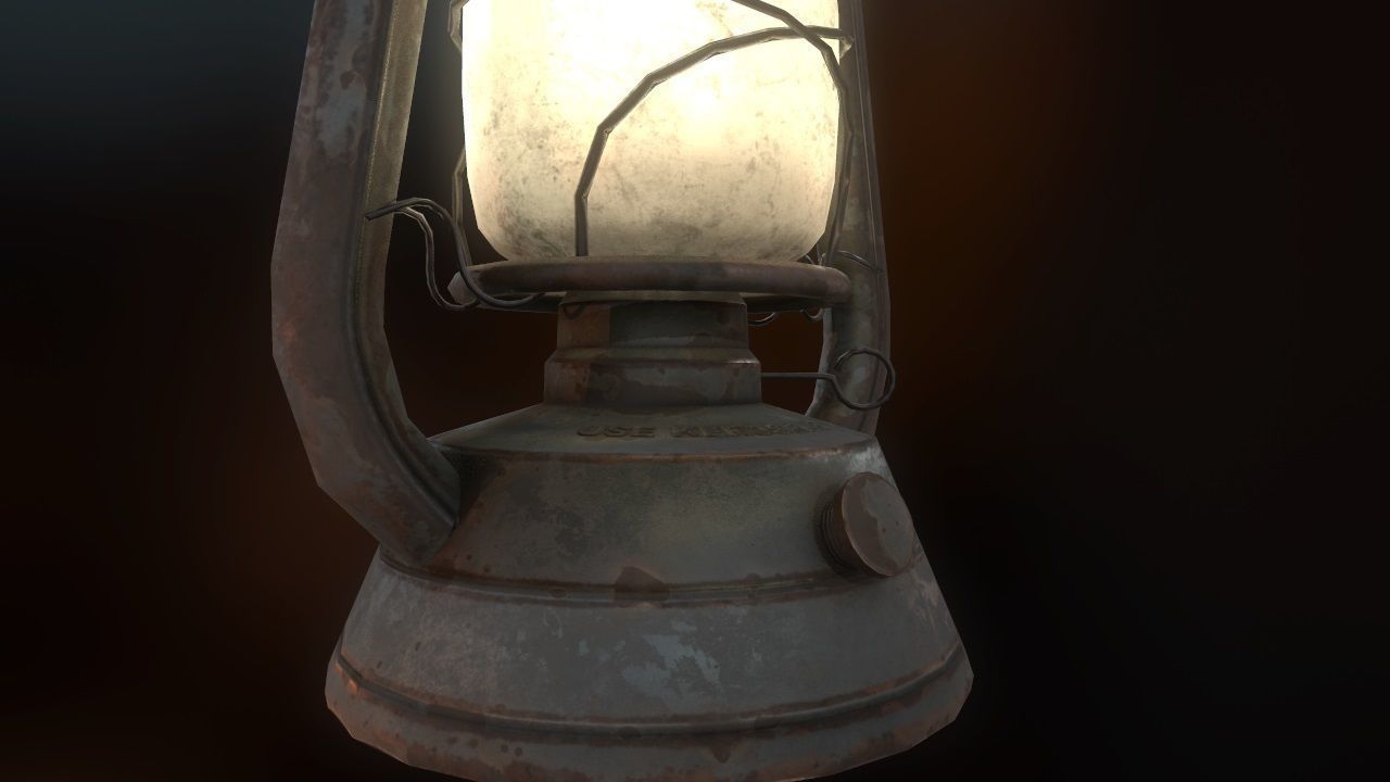 Low Poly Old Lantern Lamp PBR Low-poly 3D model_9