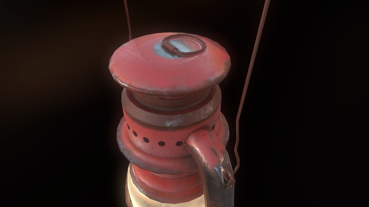 Low Poly Old Lantern Lamp PBR Low-poly 3D model_19