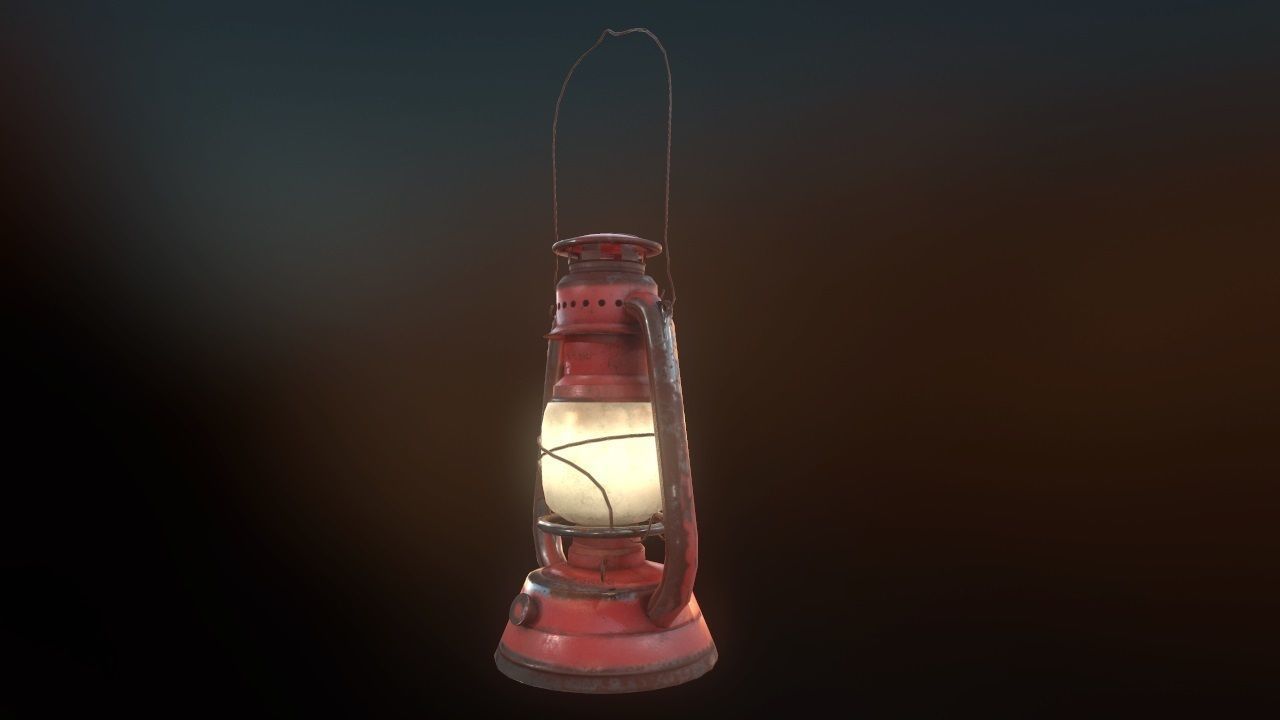 Low Poly Old Lantern Lamp PBR Low-poly 3D model_17