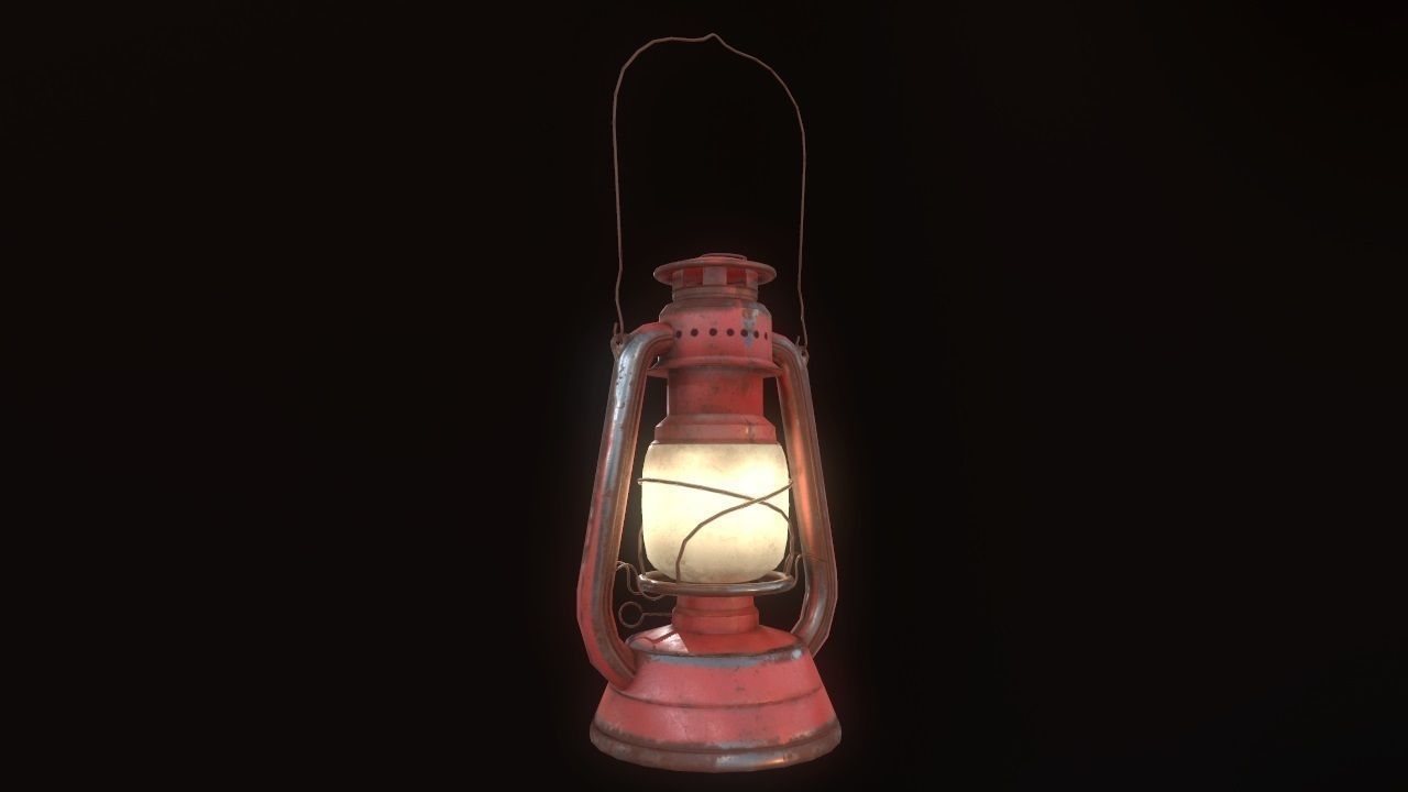 Low Poly Old Lantern Lamp PBR Low-poly 3D model_12