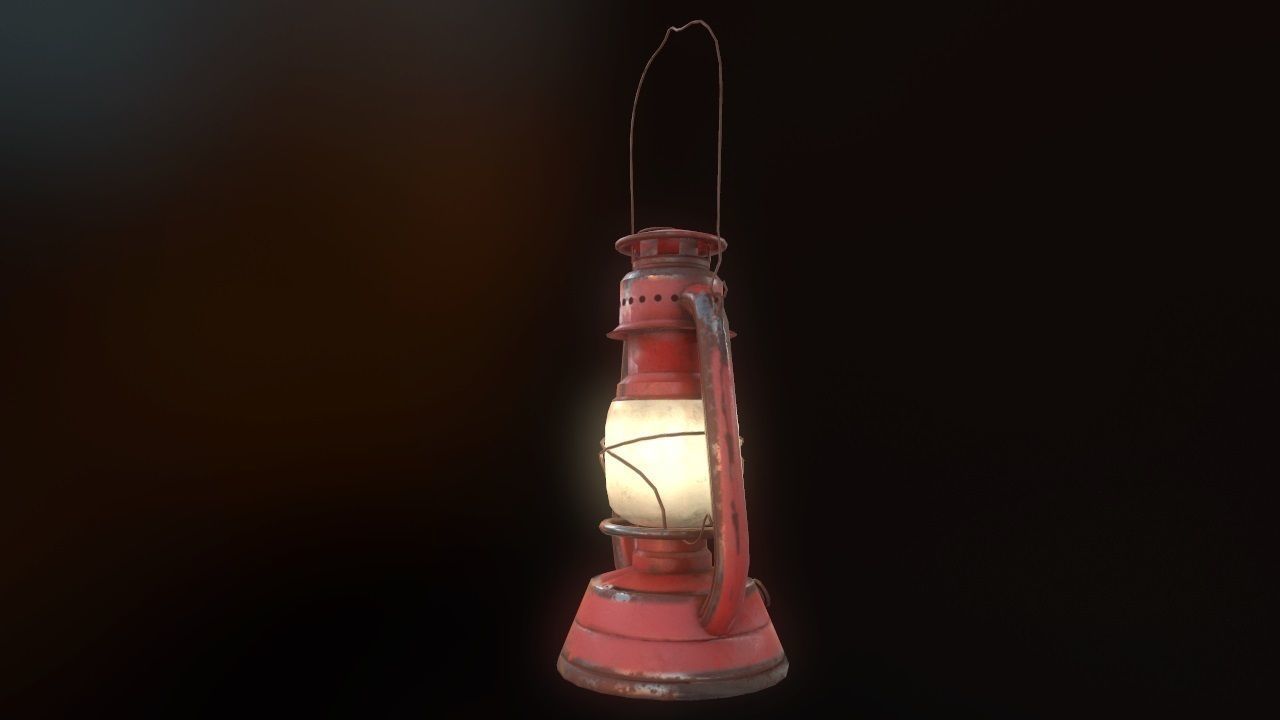 Low Poly Old Lantern Lamp PBR Low-poly 3D model_16