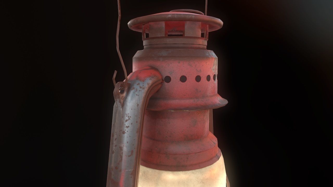 Low Poly Old Lantern Lamp PBR Low-poly 3D model_25