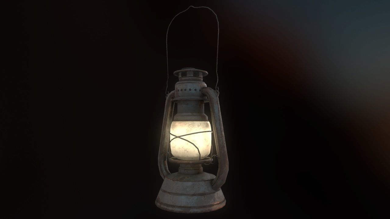 Low Poly Old Lantern Lamp PBR Low-poly 3D model_3