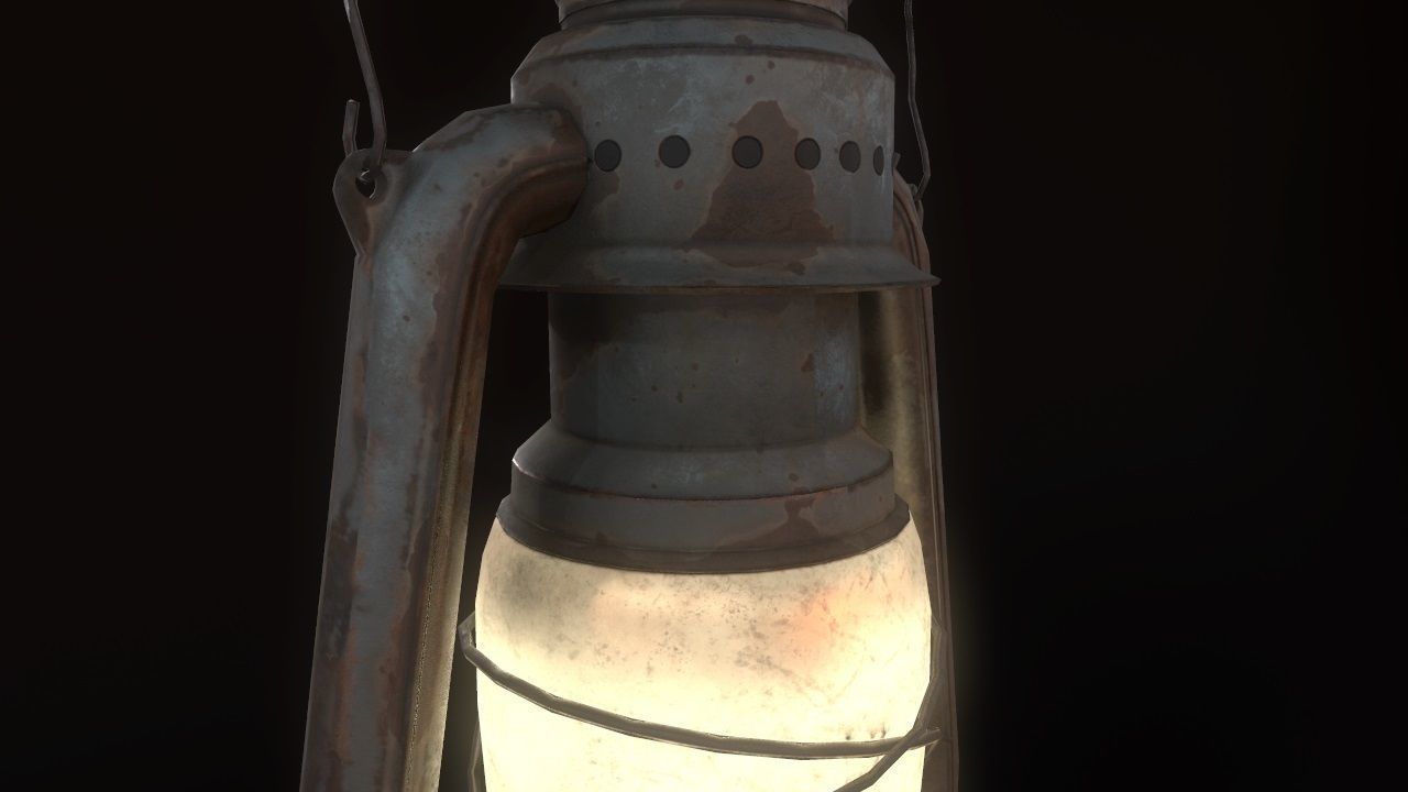 Low Poly Old Lantern Lamp PBR Low-poly 3D model_15