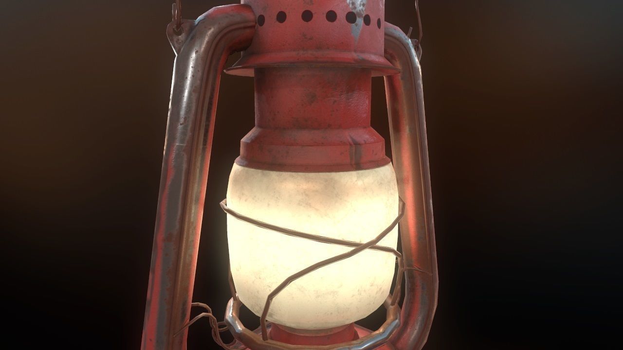 Low Poly Old Lantern Lamp PBR Low-poly 3D model_23