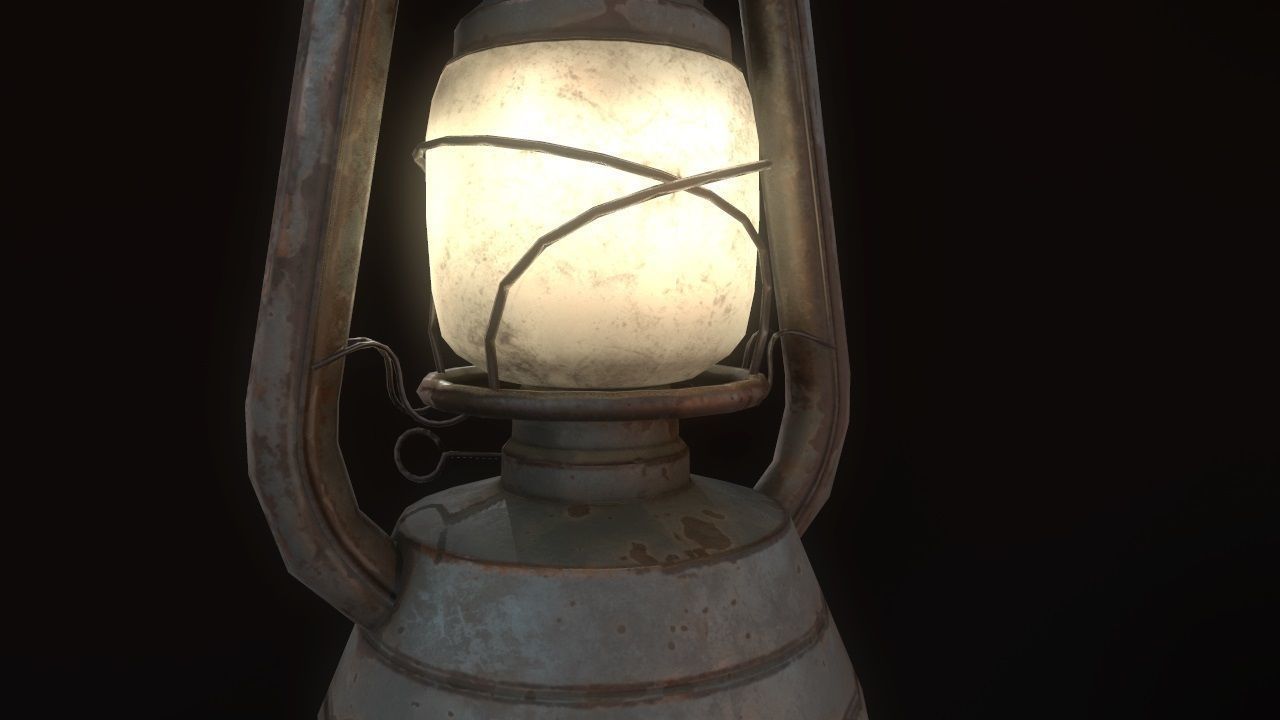 Low Poly Old Lantern Lamp PBR Low-poly 3D model_14