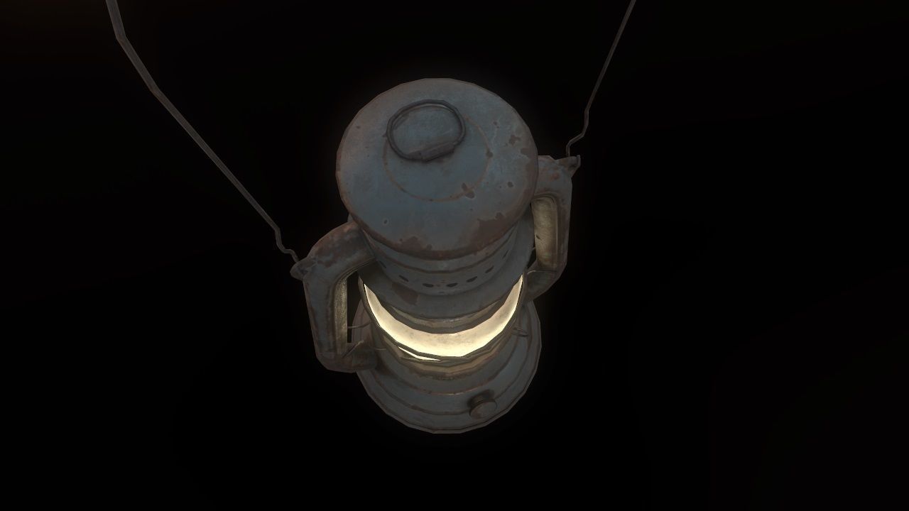 Low Poly Old Lantern Lamp PBR Low-poly 3D model_11