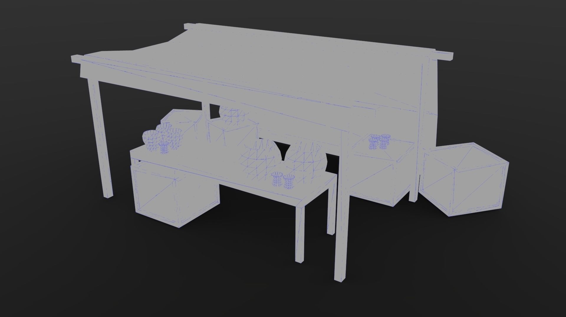 Market Stall Set Low-poly 3D model_6