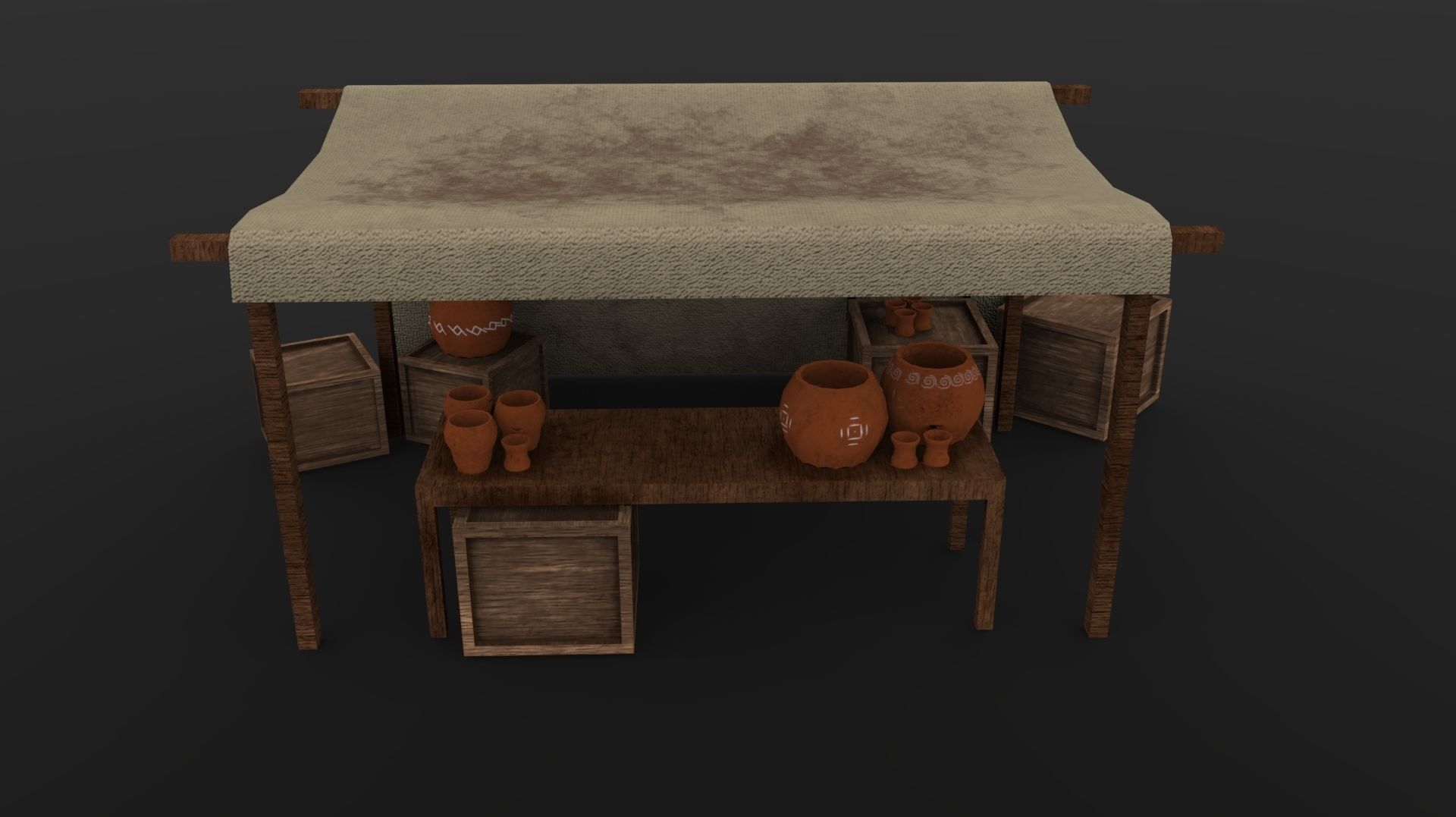 Market Stall Set Low-poly 3D model_5