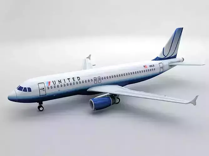 Airbus A320 Airliner - United Airlines Low-poly 3D model