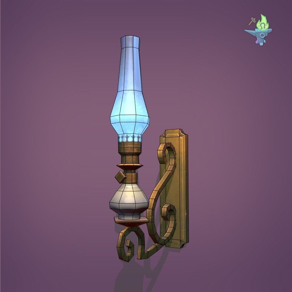 Victorian Sconce Low-poly 3D model_3