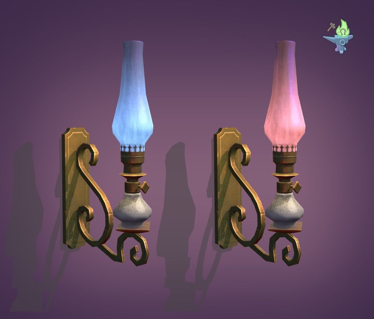Victorian Sconce Low-poly 3D model_0