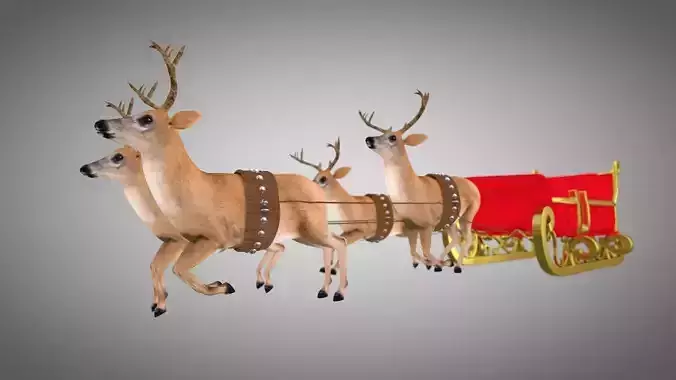 Claus deer 3d Rigged and Animated Low-poly 3D model