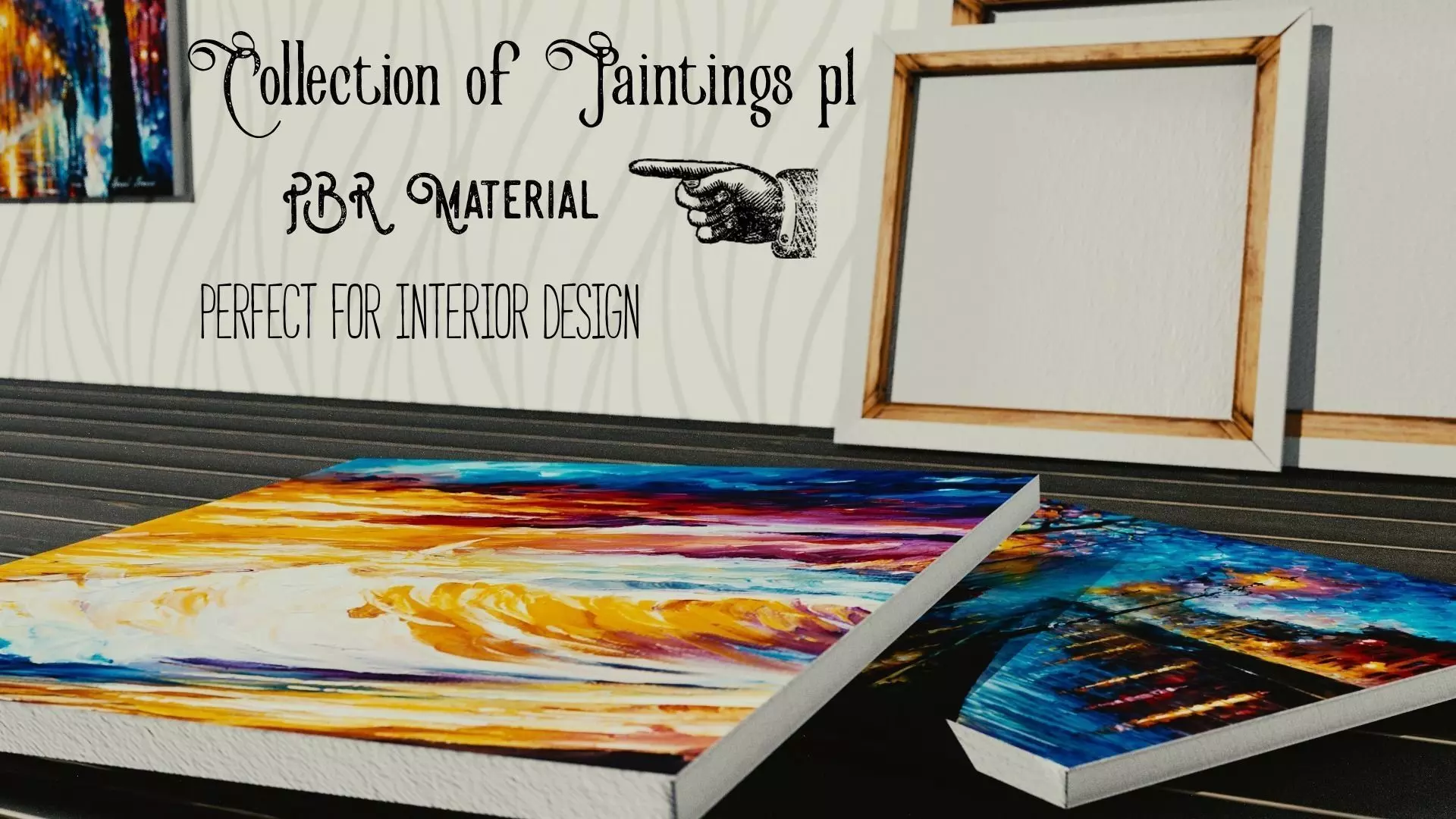 Collection of Paintings part 1 - 7 Assets Low-poly 3D model