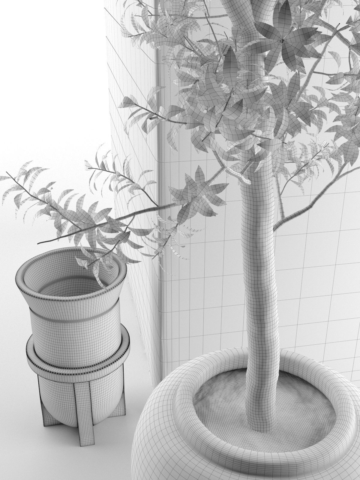Outdoor Pots with Olive Tree 3D model_3
